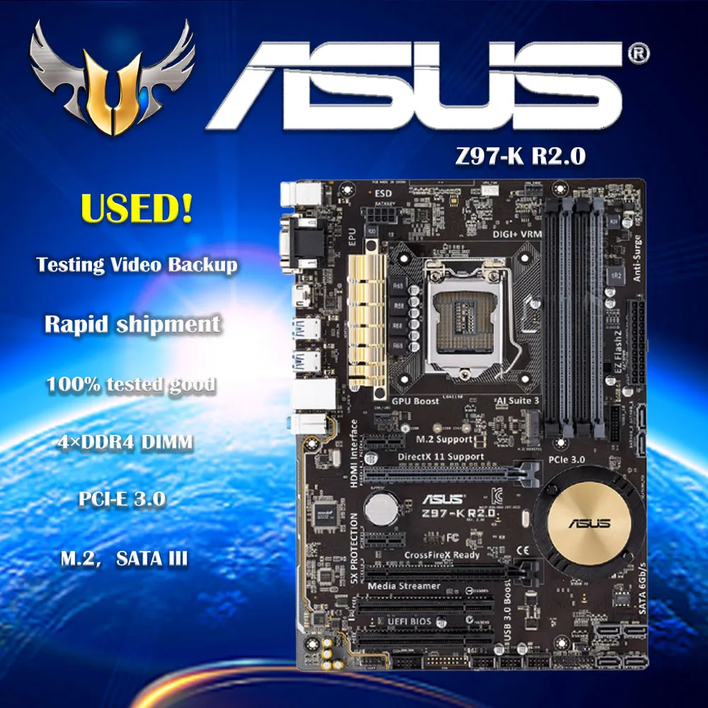 Asus Z97-K R2.0 Desktop Motherboard Z97 Socket LGA 1150 i7 i5 i3 DDR3 32G SATA3 ATX
Asus Z97-K R2.0 Desktop Motherboard Z97 Socket LGA 1150 i7 i5 i3 DDR3 32G SATA3 ATX