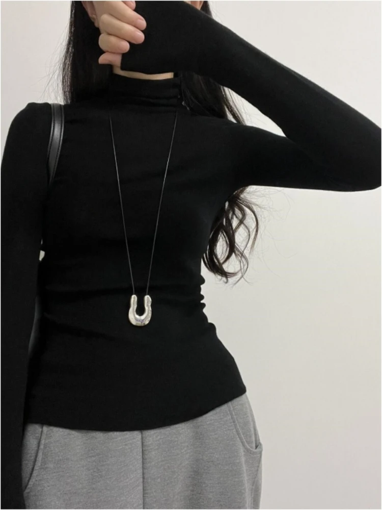 Black High Collar Slim Fit Knitted Top Women's Autumn Winter New Style Korean System Sweater Base Shirt Commute Style Fashion
Black High Collar Slim Fit Knitted Top Women's Autumn Winter New Style Korean System Sweater Base Shirt Commute Style Fashion