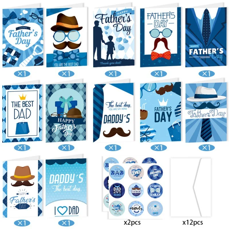 12pcs Set Father's Day Decoration Props Father's Day Theme Invitations Envelopes Stickers Greeting Cards Party Supplies
12pcs Set Father's Day Decoration Props Father's Day Theme Invitations Envelopes Stickers Greeting Cards Party Supplies