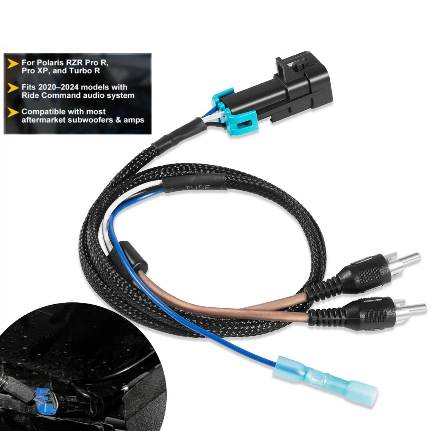 Жгут вывода автомобиля и жгут проводов сабвуфера для Ride Command — совместим с моделями Polaris RZR Pro XP, Pro R, Turbo R
Жгут вывода автомобиля и жгут проводов сабвуфера для Ride Command — совместим с моделями Polaris RZR Pro XP, Pro R, Turbo R