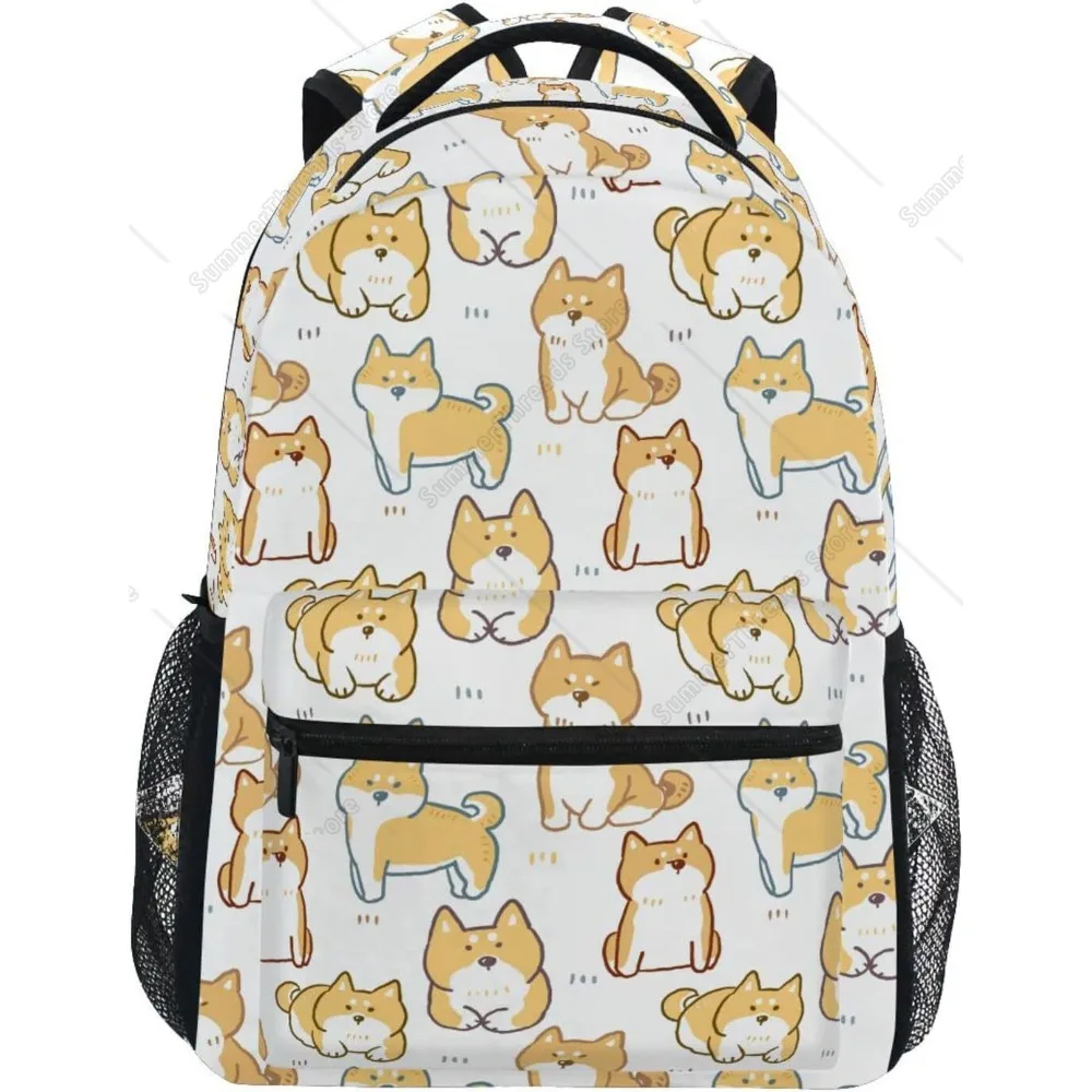 White Double shoulder Backpack with Adorable Cartoon Corgi Dog Patterns, Side Mesh Pockets, Perfect for Corgi Lovers and Ideal
White Double shoulder Backpack with Adorable Cartoon Corgi Dog Patterns, Side Mesh Pockets, Perfect for Corgi Lovers and Ideal