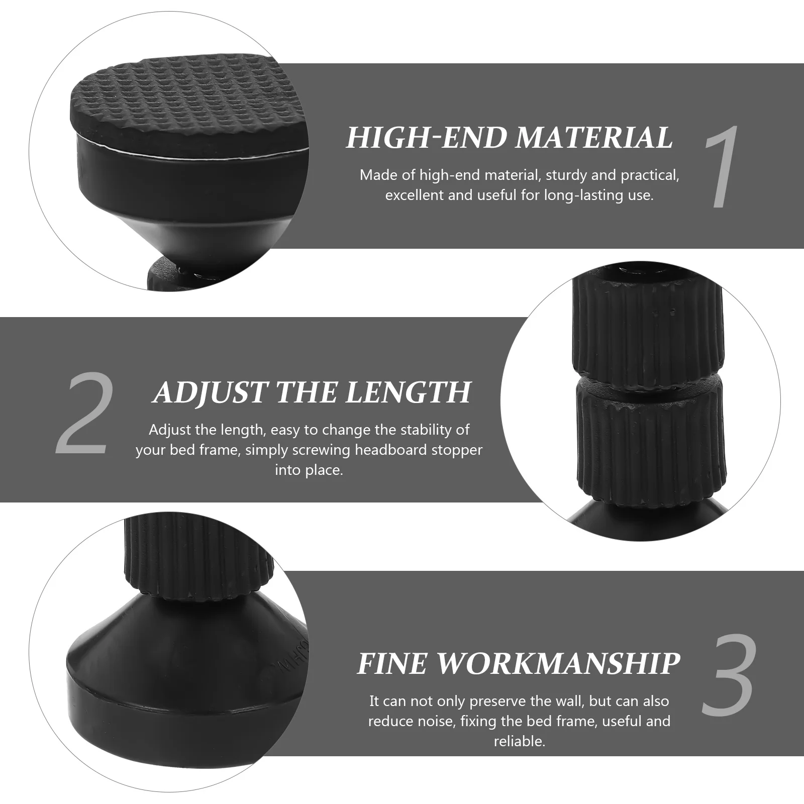 1Set Threaded Bed Frame Stabilizer Adjustable Bed Headboard Stopper Prevents Wall Damage Noise Reduction for Home Office 
1Set Threaded Bed Frame Stabilizer Adjustable Bed Headboard Stopper Prevents Wall Damage Noise Reduction for Home Office