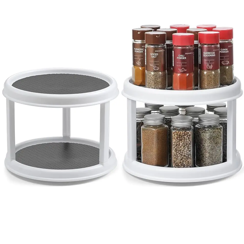 2 Pack, 2 Tier 10"" Turntable Lazy Susan Spice Organizer - Rotating Seasoning Ra Spinner For Pantry Cabinet Kitchen Countertop,
2 Pack, 2 Tier 10"" Turntable Lazy Susan Spice Organizer - Rotating Seasoning Ra Spinner For Pantry Cabinet Kitchen Countertop,
