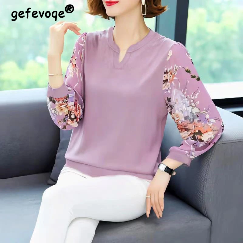 Spring Autumn Floral Printing Knitting Patchwork Pullover Top Women Elegant Fashion All-match T-shirt Female Long Sleeve Tees
Spring Autumn Floral Printing Knitting Patchwork Pullover Top Women Elegant Fashion All-match T-shirt Female Long Sleeve Tees