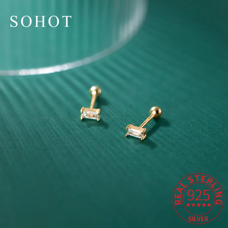Real 925 Sterling Silver Piercing Screw Bead Square Zircon Mini Stud Earrings for Women Minimalist Fine Jewelry Accessories
Real 925 Sterling Silver Piercing Screw Bead Square Zircon Mini Stud Earrings for Women Minimalist Fine Jewelry Accessories