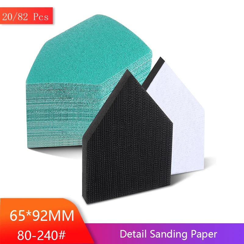 65*92MM Detail Sanding Paper 20/82PCS with Sanding Interface Pads Compatible with M12 Sanders, Assorted 80-240 Grit Triangle
65*92MM Detail Sanding Paper 20/82PCS with Sanding Interface Pads Compatible with M12 Sanders, Assorted 80-240 Grit Triangle