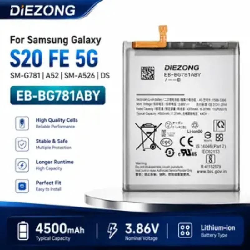 2026 NEW 2pcs for Samsung Galaxy S20 FE 5G SM-G781 A52 SM-A526/DS Brand New EB-BG781ABY 4500mAh Replacement Battery in Stock
2026 NEW 2pcs for Samsung Galaxy S20 FE 5G SM-G781 A52 SM-A526/DS Brand New EB-BG781ABY 4500mAh Replacement Battery in Stock