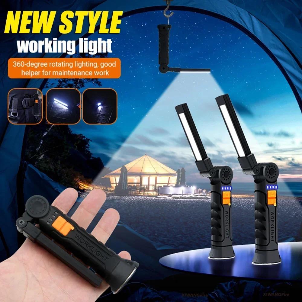 New Portable COB LED Flashlight USB Rechargeable Work Light Magnetic Lanterna Hanging Lamp with Built-in Battery Camping Torch
New Portable COB LED Flashlight USB Rechargeable Work Light Magnetic Lanterna Hanging Lamp with Built-in Battery Camping Torch