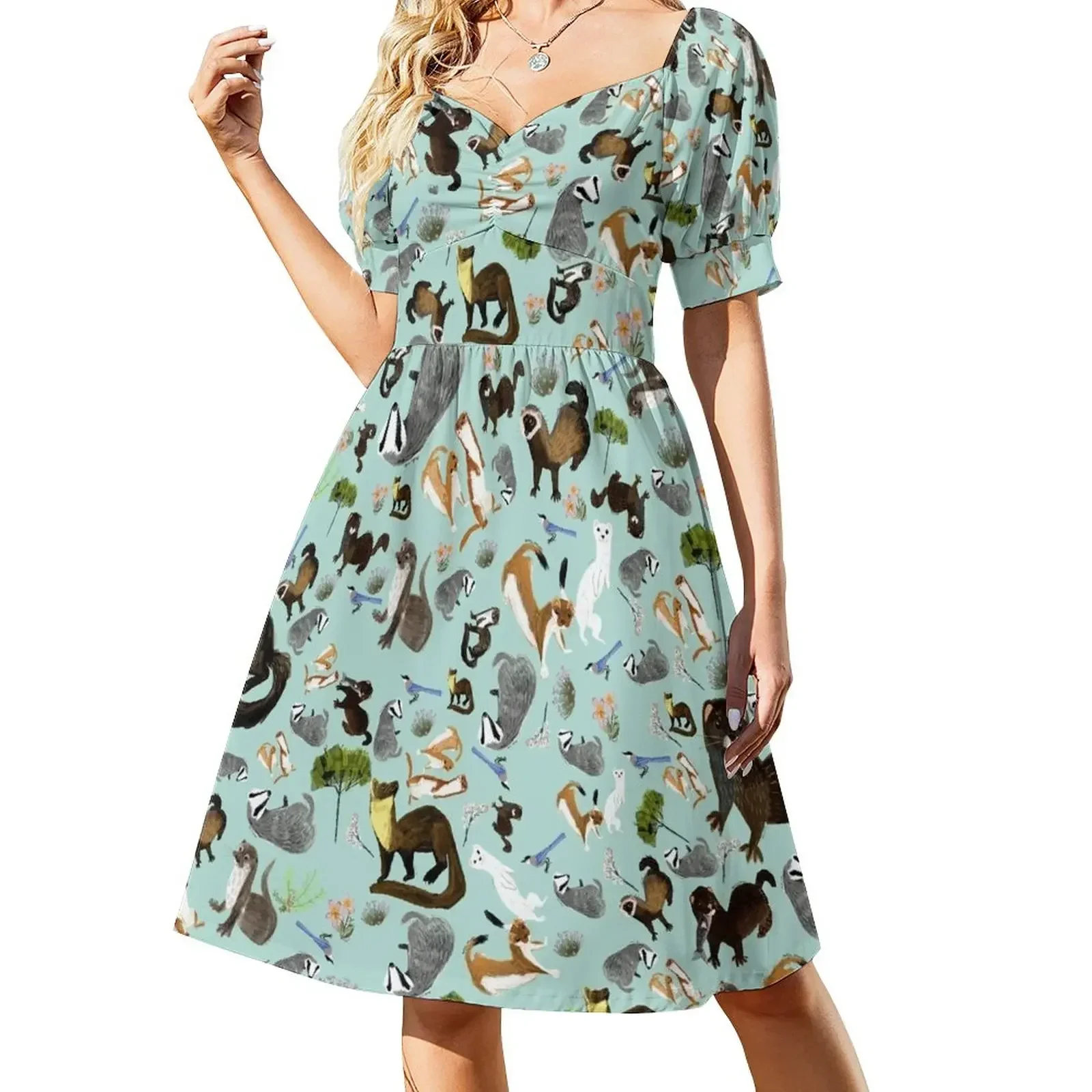 Mustelids from Spain pattern Short-Sleeved Dress bandage dress Dress vintage Women long
Mustelids from Spain pattern Short-Sleeved Dress bandage dress Dress vintage Women long