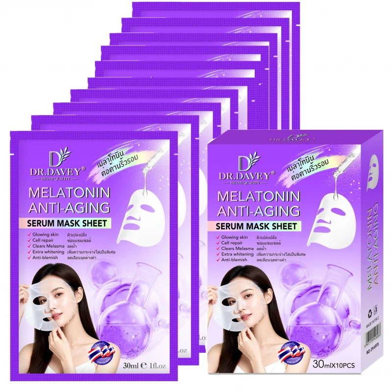 Melatonin Anti Aging Facial Mask Facial Care Moisturizing and Tender Skin Easy to Absorb Daily skincare 10 pieces /Box
Melatonin Anti Aging Facial Mask Facial Care Moisturizing and Tender Skin Easy to Absorb Daily skincare 10 pieces /Box