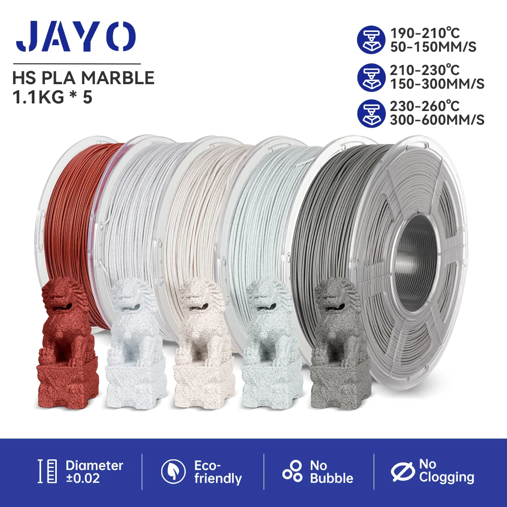 JAYO 3D Filament High speed PLA Marble 5.5KG HSPLA MB 1.75mm Neatly Wound Good Toughness Colorful for FDM 3D Printing Materials
JAYO 3D Filament High speed PLA Marble 5.5KG HSPLA MB 1.75mm Neatly Wound Good Toughness Colorful for FDM 3D Printing Materials