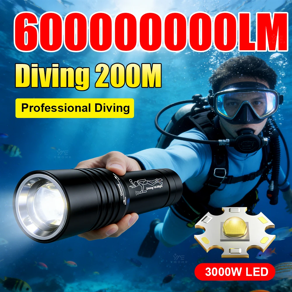3000W Professional Diving Flashlight IPX7Diving Lamp High Waterproof 18650 Battery Torch Hand Rope For Underwater Diving Lantern
3000W Professional Diving Flashlight IPX7Diving Lamp High Waterproof 18650 Battery Torch Hand Rope For Underwater Diving Lantern