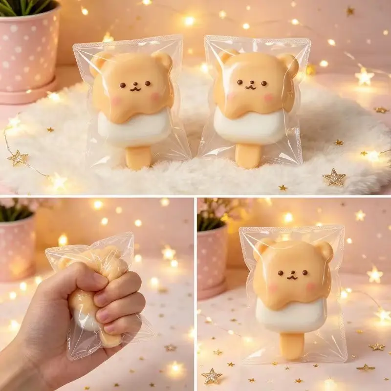Kawaii Bear Popsicle Squishy Soft TPR Squeeze Toy Stress Relief Fidget Toy Cute Ice Cream Shape Sensory Decompression Gift
Kawaii Bear Popsicle Squishy Soft TPR Squeeze Toy Stress Relief Fidget Toy Cute Ice Cream Shape Sensory Decompression Gift