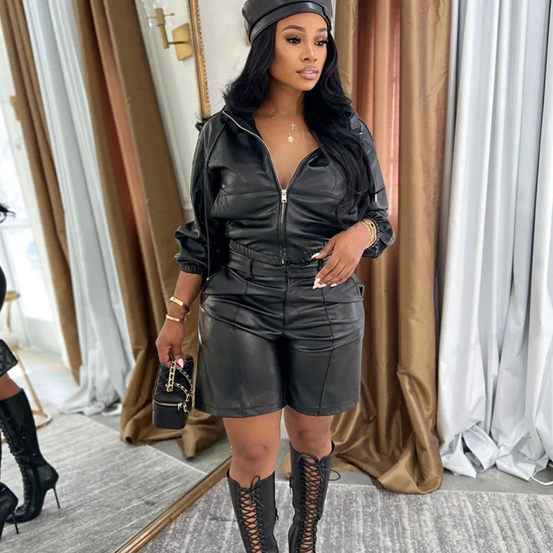 Doyerl PU Faux Leather 2 Piece Set Woman Motorcycle Long Sleeve Zipper Hooded Cropped Jacket and Shorts Matching Sets Outfits
Doyerl PU Faux Leather 2 Piece Set Woman Motorcycle Long Sleeve Zipper Hooded Cropped Jacket and Shorts Matching Sets Outfits