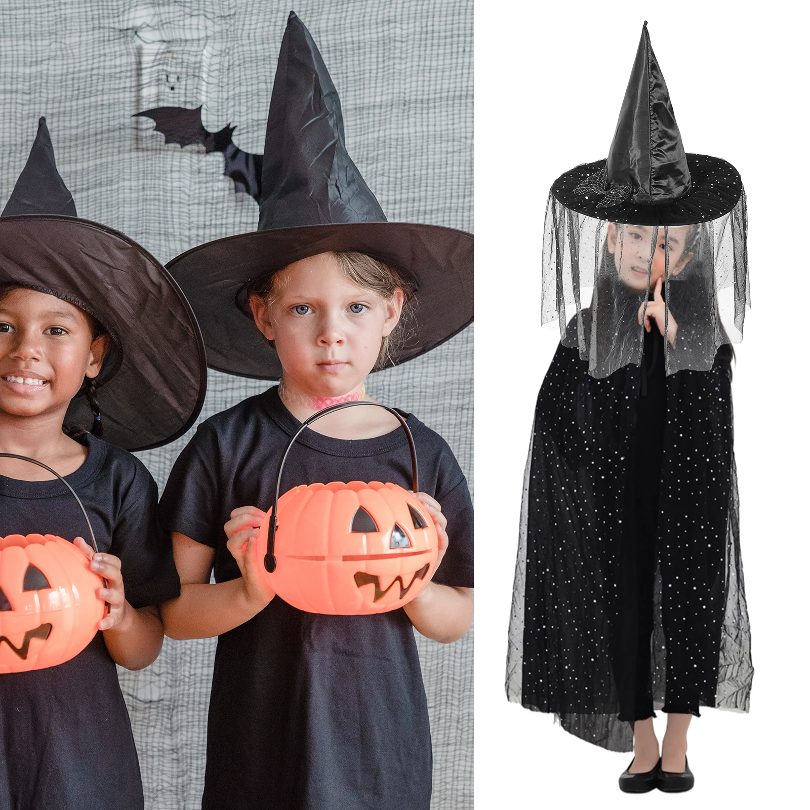 Cape Hat Set Kids Cloak with Pattern Polyester Comfortable Wear Costume Halloween Carnival Prop Child
Cape Hat Set Kids Cloak with Pattern Polyester Comfortable Wear Costume Halloween Carnival Prop Child
