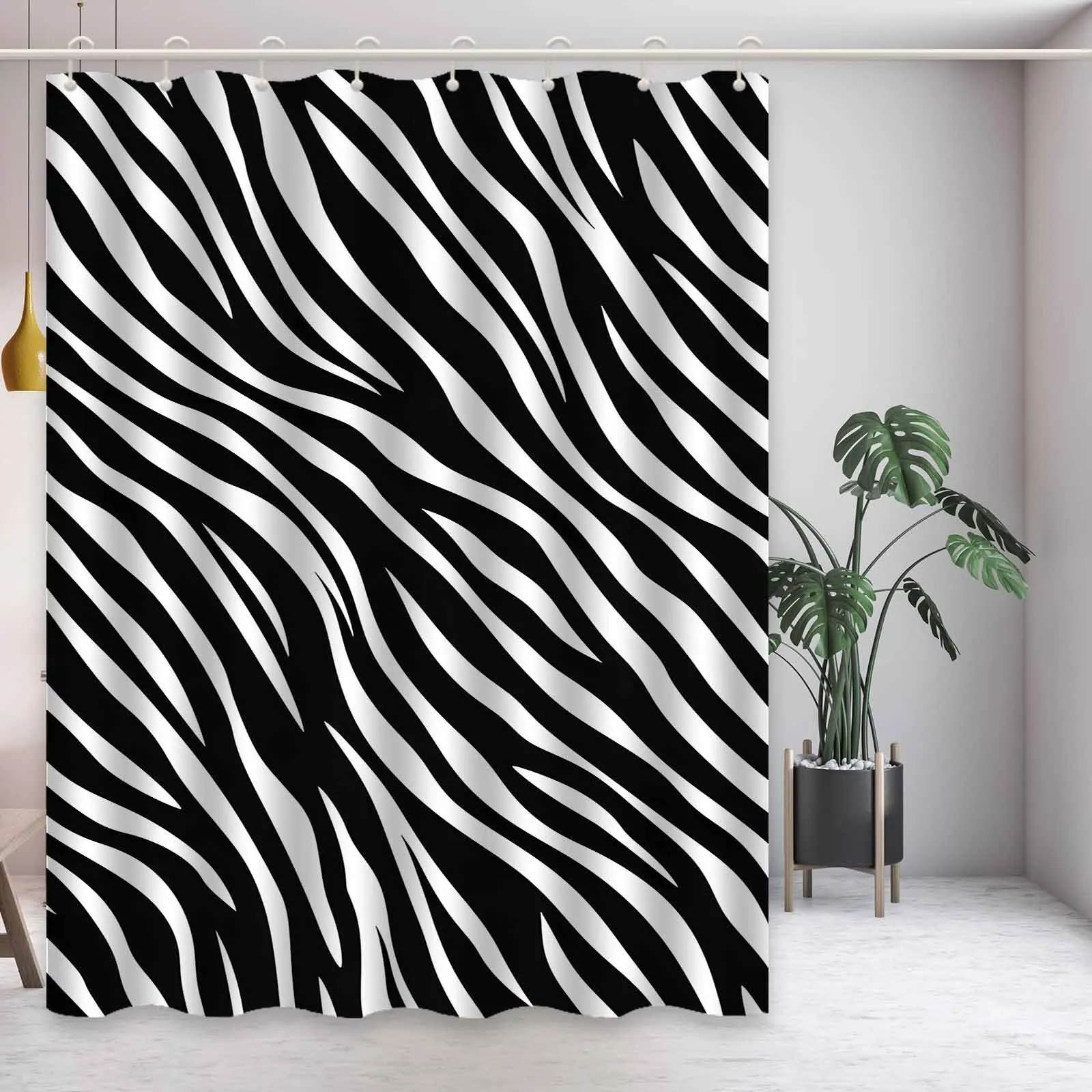1pc Black and white seamless zebra hair textured shower curtain, machine washable polyester, suitable for bathroom décor.
1pc Black and white seamless zebra hair textured shower curtain, machine washable polyester, suitable for bathroom décor.