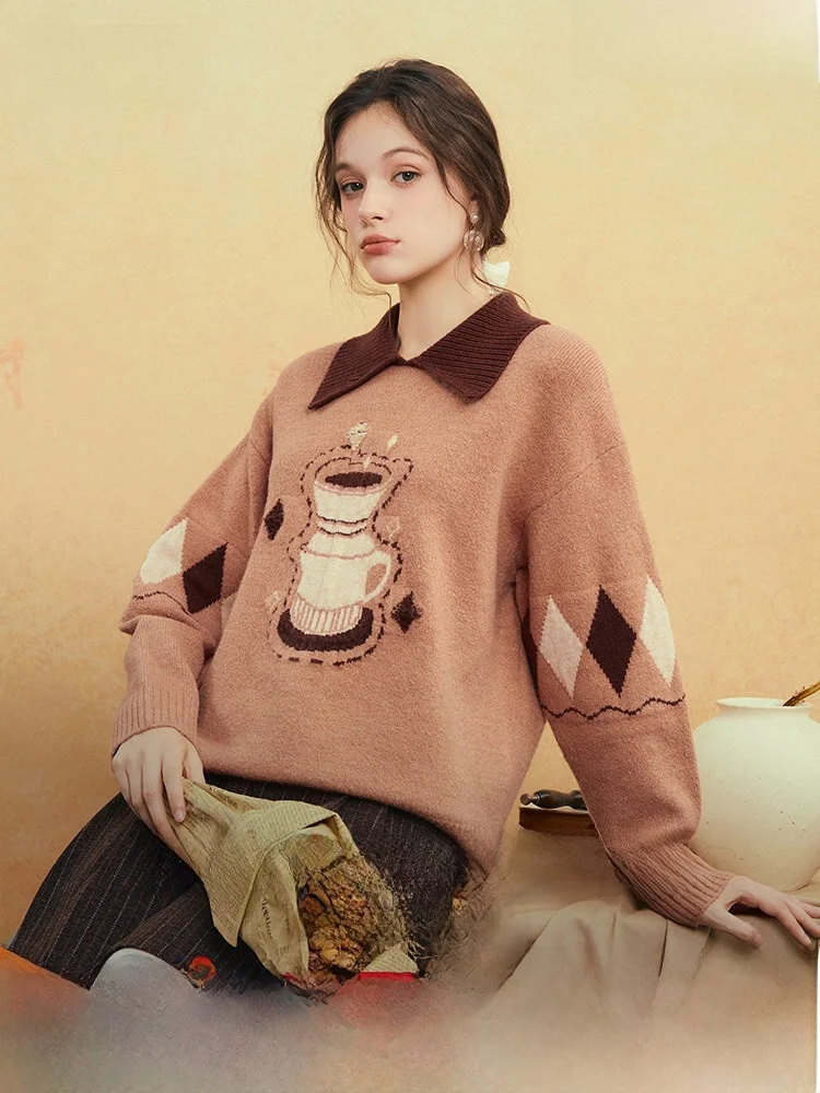 Ce Pot Pattern Color Blo Collar Sweater Women's Winter New Sle Loose Fit Long Sve Knitwear Commute Sle Faion
Ce Pot Pattern Color Blo Collar Sweater Women's Winter New Sle Loose Fit Long Sve Knitwear Commute Sle Faion