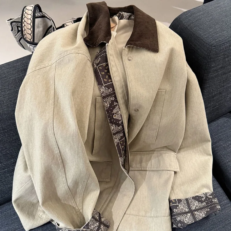 Women Trench Coats Spliced Jackets Zipper Color Blocked Pocket Turn Down Collar Long Sleeves Loose Fit Casual Office 2026 Autumn
Women Trench Coats Spliced Jackets Zipper Color Blocked Pocket Turn Down Collar Long Sleeves Loose Fit Casual Office 2026 Autumn