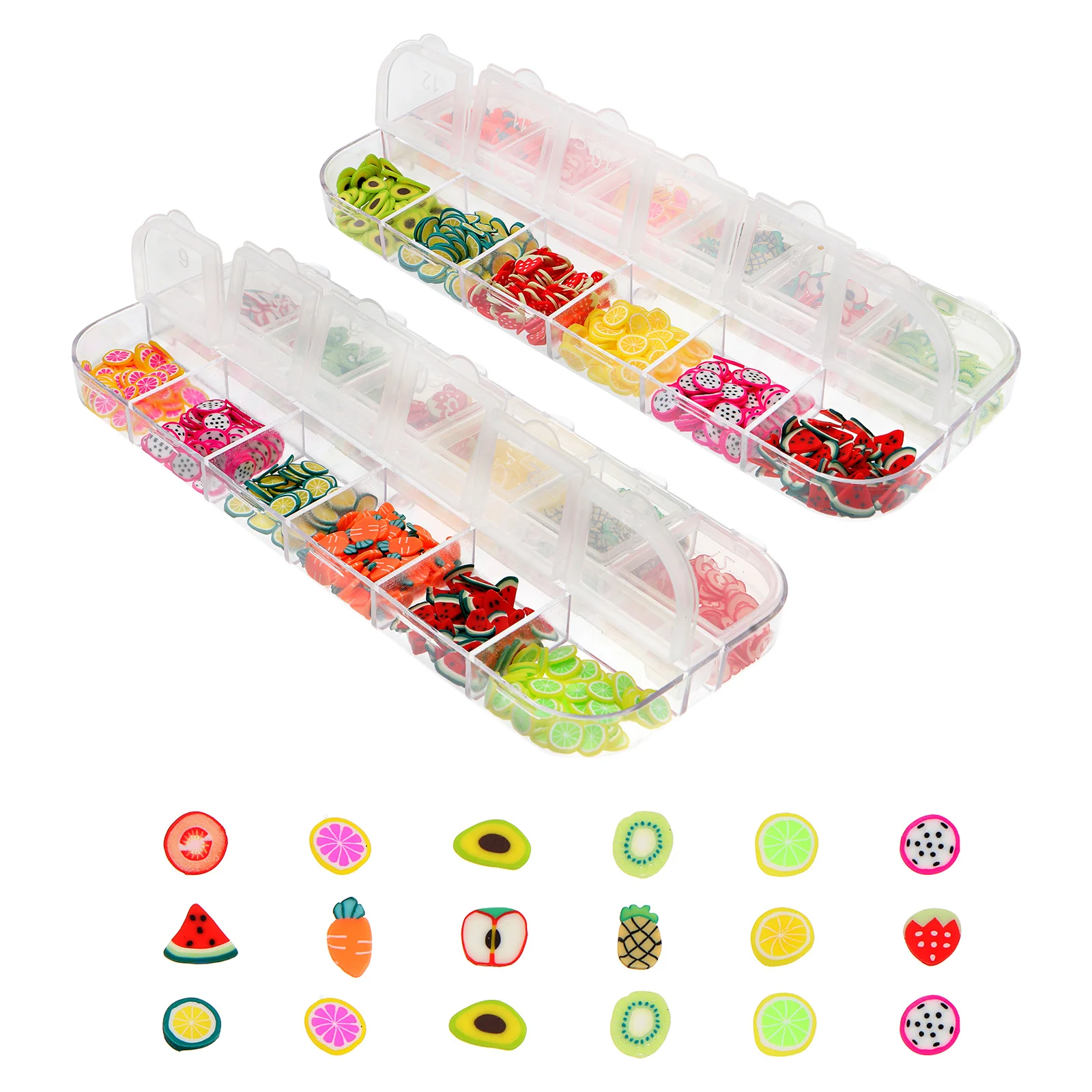 2 Boxes 12 Grids Nail Sequins Manicure Paillette DIY Polymer Clay Crystal Mud Fruit Shape Nail Art Glitter Filling Tool
2 Boxes 12 Grids Nail Sequins Manicure Paillette DIY Polymer Clay Crystal Mud Fruit Shape Nail Art Glitter Filling Tool