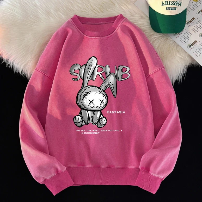 Fashion Women Washed Sweatshirt Kawaii Doll Rabbit Printing Hoodies Warm Crewneck Oversize Pullover Vintage Acid Wash Clothes
Fashion Women Washed Sweatshirt Kawaii Doll Rabbit Printing Hoodies Warm Crewneck Oversize Pullover Vintage Acid Wash Clothes