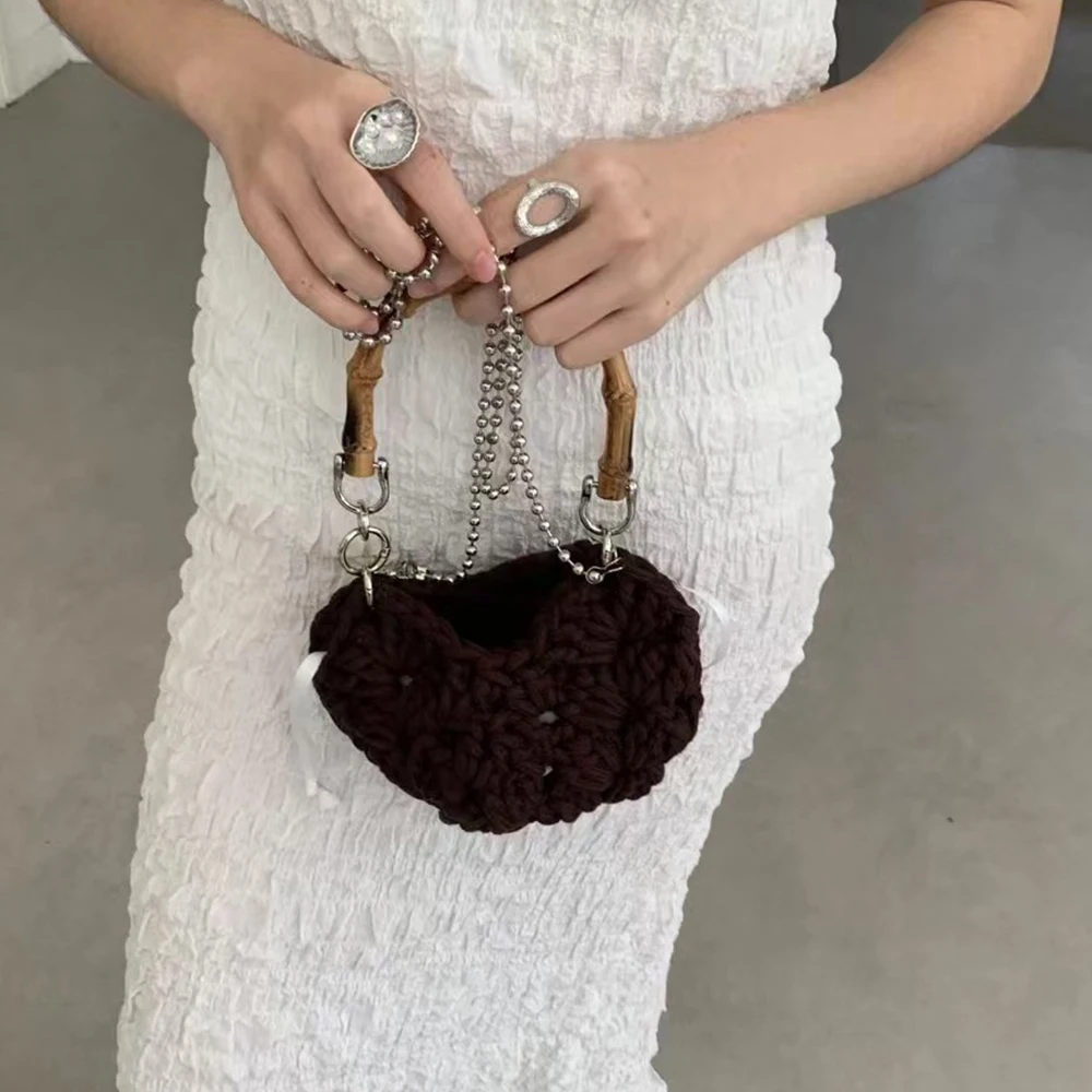 Bamboo Handle Woven Women's Bag Heart Shaped Crochet Handbags and Purses Candy Color Rope Knitting Shoulder Crossbody Bags NEW
Bamboo Handle Woven Women's Bag Heart Shaped Crochet Handbags and Purses Candy Color Rope Knitting Shoulder Crossbody Bags NEW