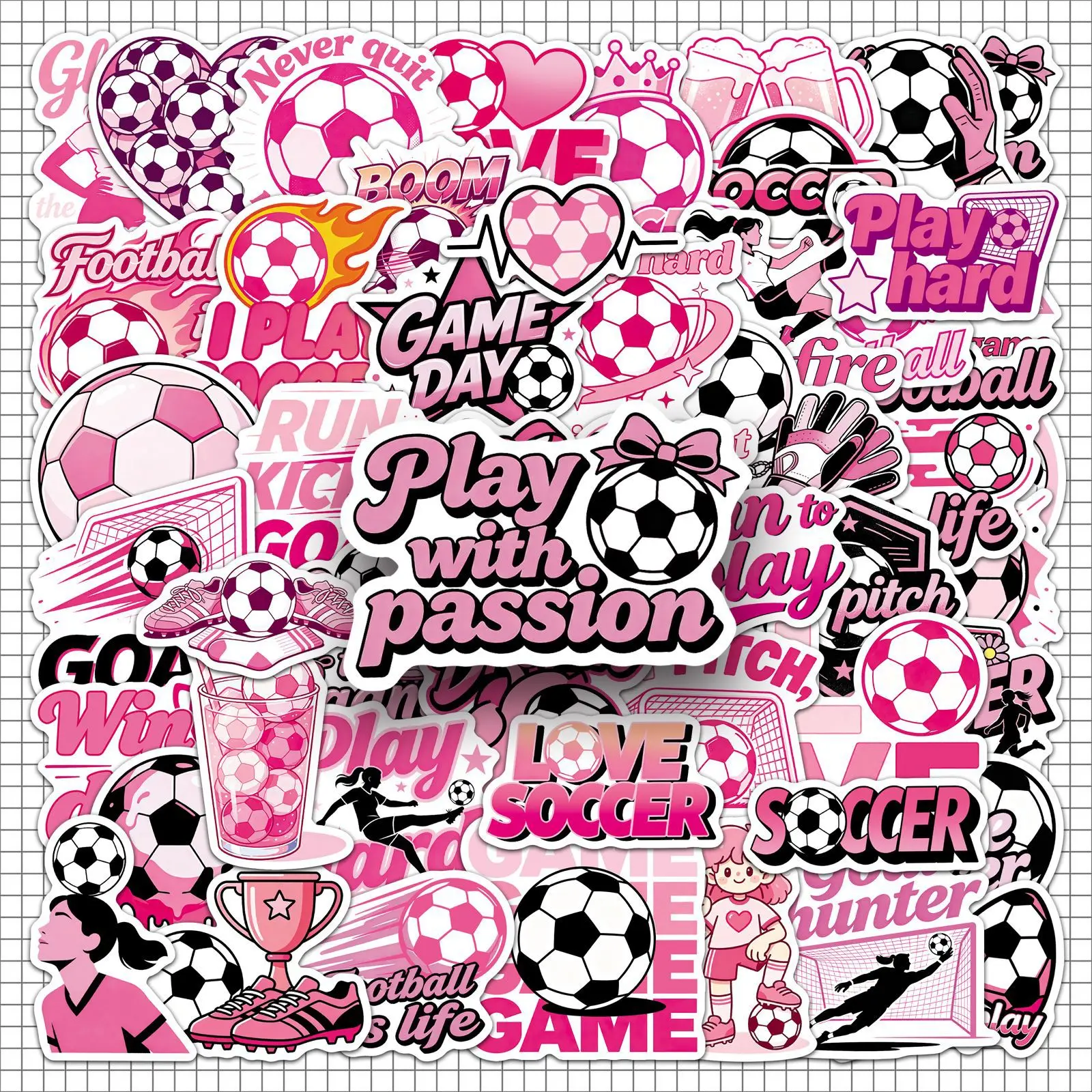 53 Original Pink Football Sports Graffiti Personalized Waterproof Stickers for Laptops, Refrigerators and Water Cups
53 Original Pink Football Sports Graffiti Personalized Waterproof Stickers for Laptops, Refrigerators and Water Cups