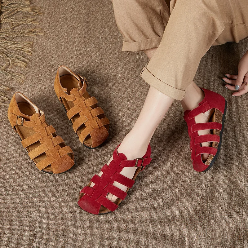 Новые кожаные римские сандалии в стиле ретро, женские туфли из воловьей кожи на плоской подошве и толстой подошве
Новые кожаные римские сандалии в стиле ретро, женские туфли из воловьей кожи на плоской подошве и толстой подошве