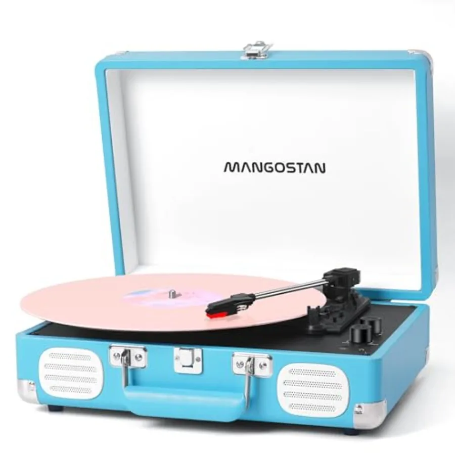 Portable Vinyl Record Player 3 Speed Belt-Driven with Bluetooth Built-in Bass Speakers Blue Suitcase Design AUX-in RCA Line Out
Portable Vinyl Record Player 3 Speed Belt-Driven with Bluetooth Built-in Bass Speakers Blue Suitcase Design AUX-in RCA Line Out