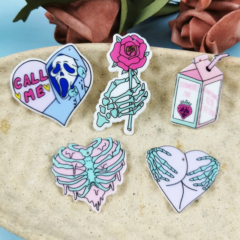 ApeUr 10Pcs Pastel Goth Charms Skull Rose Buttock Creepy Acrylic Jewlery Findings For Earring Necklace Diy Making
ApeUr 10Pcs Pastel Goth Charms Skull Rose Buttock Creepy Acrylic Jewlery Findings For Earring Necklace Diy Making