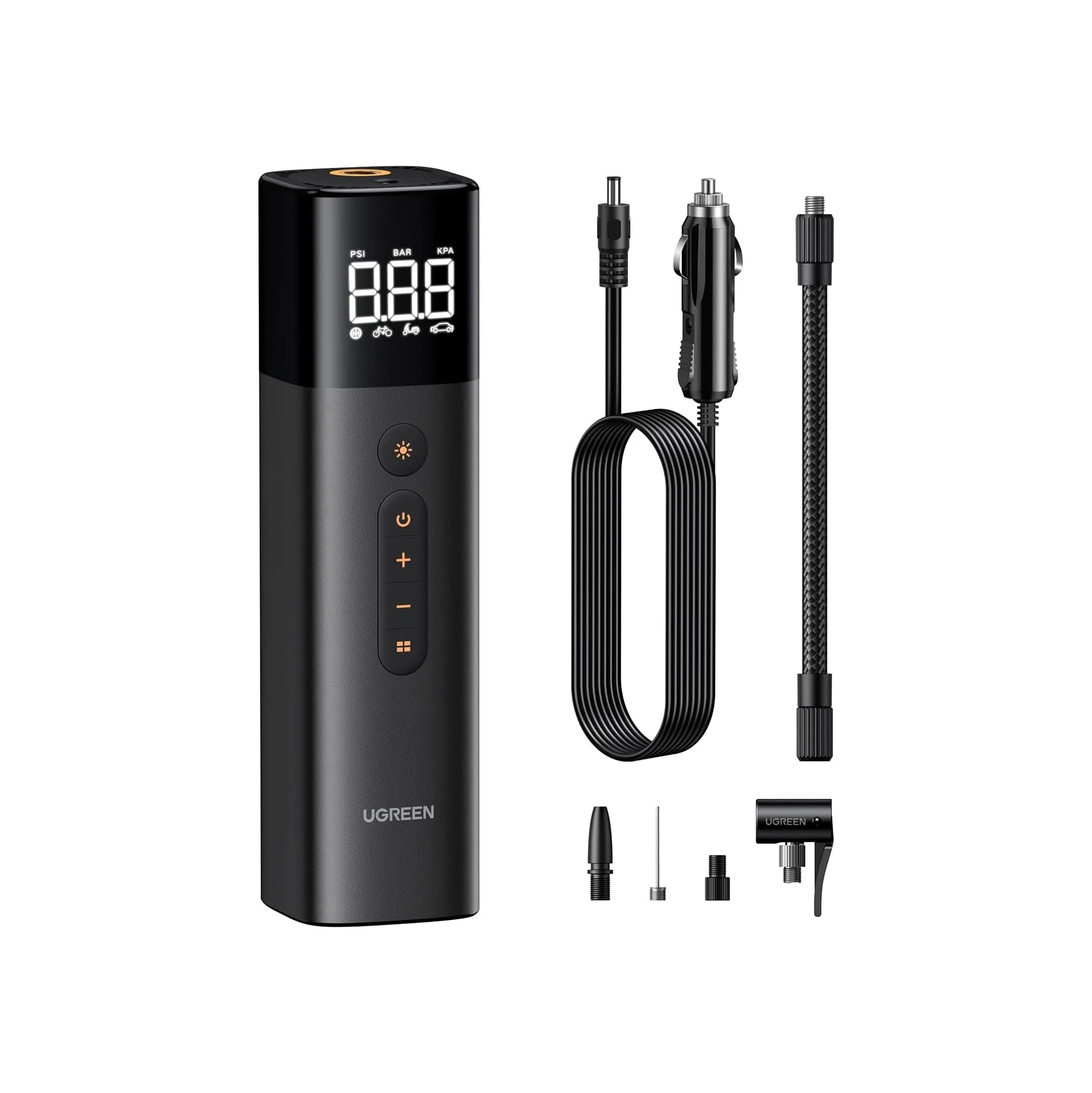 UGREEN Tyre Inflator Digital Car Tyre Pump 150 PSI 12V Tire Inflator With Pressure Detection LED Light Portable Air Pump
UGREEN Tyre Inflator Digital Car Tyre Pump 150 PSI 12V Tire Inflator With Pressure Detection LED Light Portable Air Pump