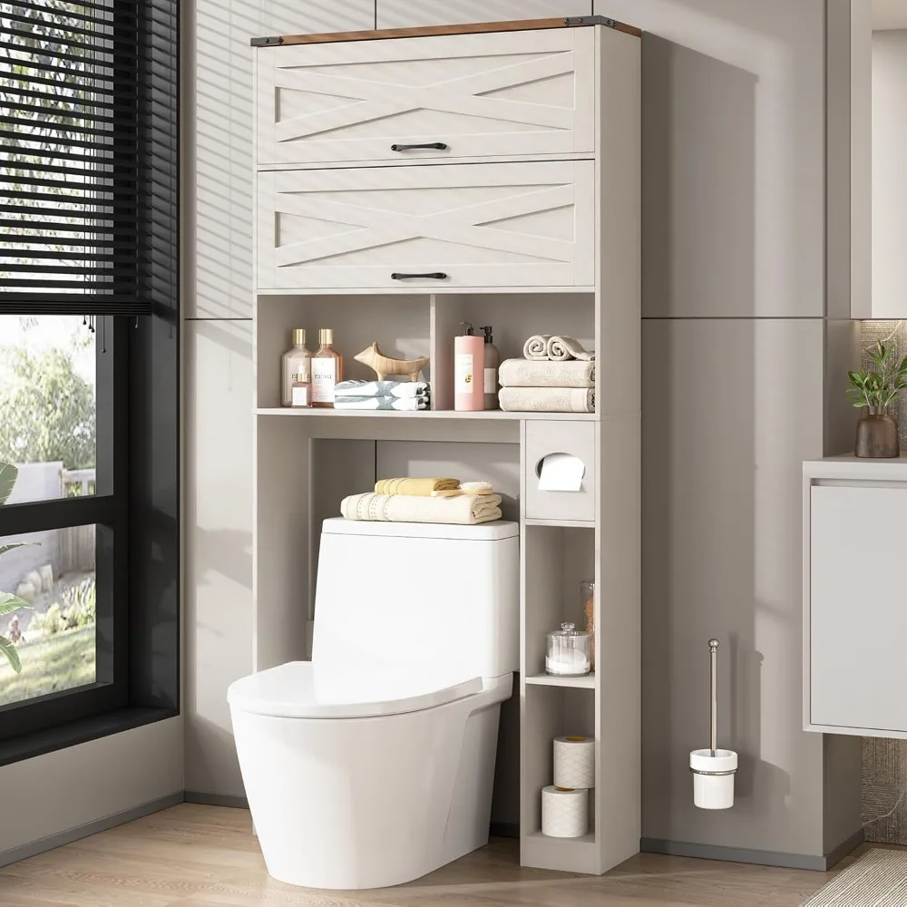 Over The Toilet Storage Cabinet with Flip Doors, Farmhouse Bathroom Organizer Toilet Rack with Paper Holder, Rustic Storage Cab
Over The Toilet Storage Cabinet with Flip Doors, Farmhouse Bathroom Organizer Toilet Rack with Paper Holder, Rustic Storage Cab