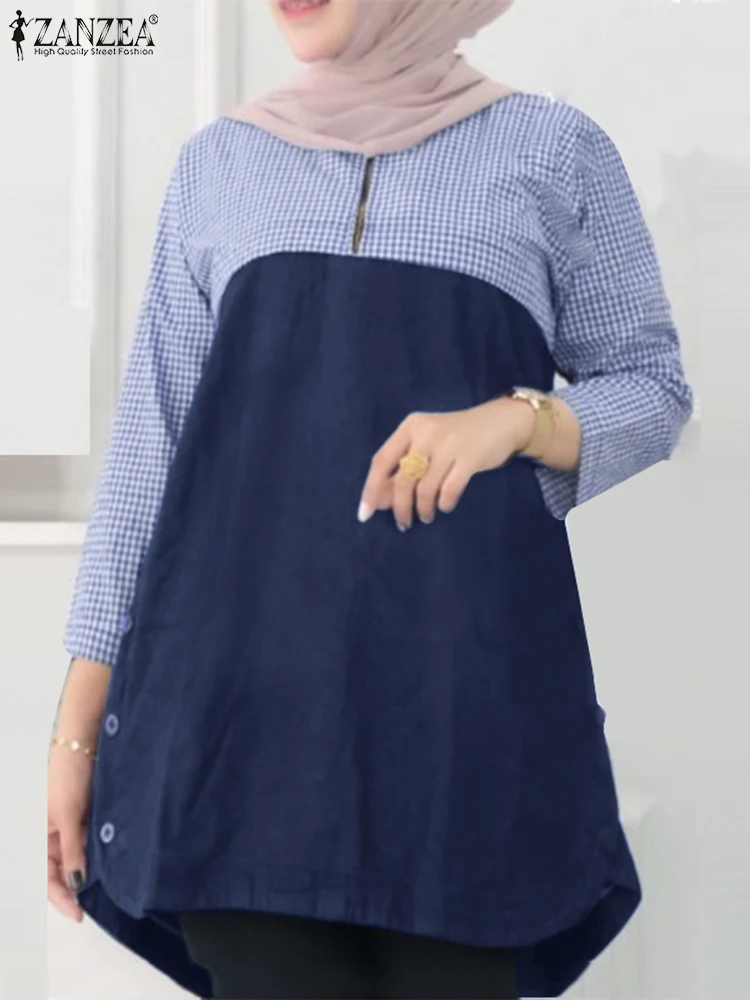 ZANZEA Fashion Grid Patchwork Muslim Blouse Woman Vintage OL Work Shirt Casual IsIamic Clothing Oversize Elegant Party Blusas
ZANZEA Fashion Grid Patchwork Muslim Blouse Woman Vintage OL Work Shirt Casual IsIamic Clothing Oversize Elegant Party Blusas
