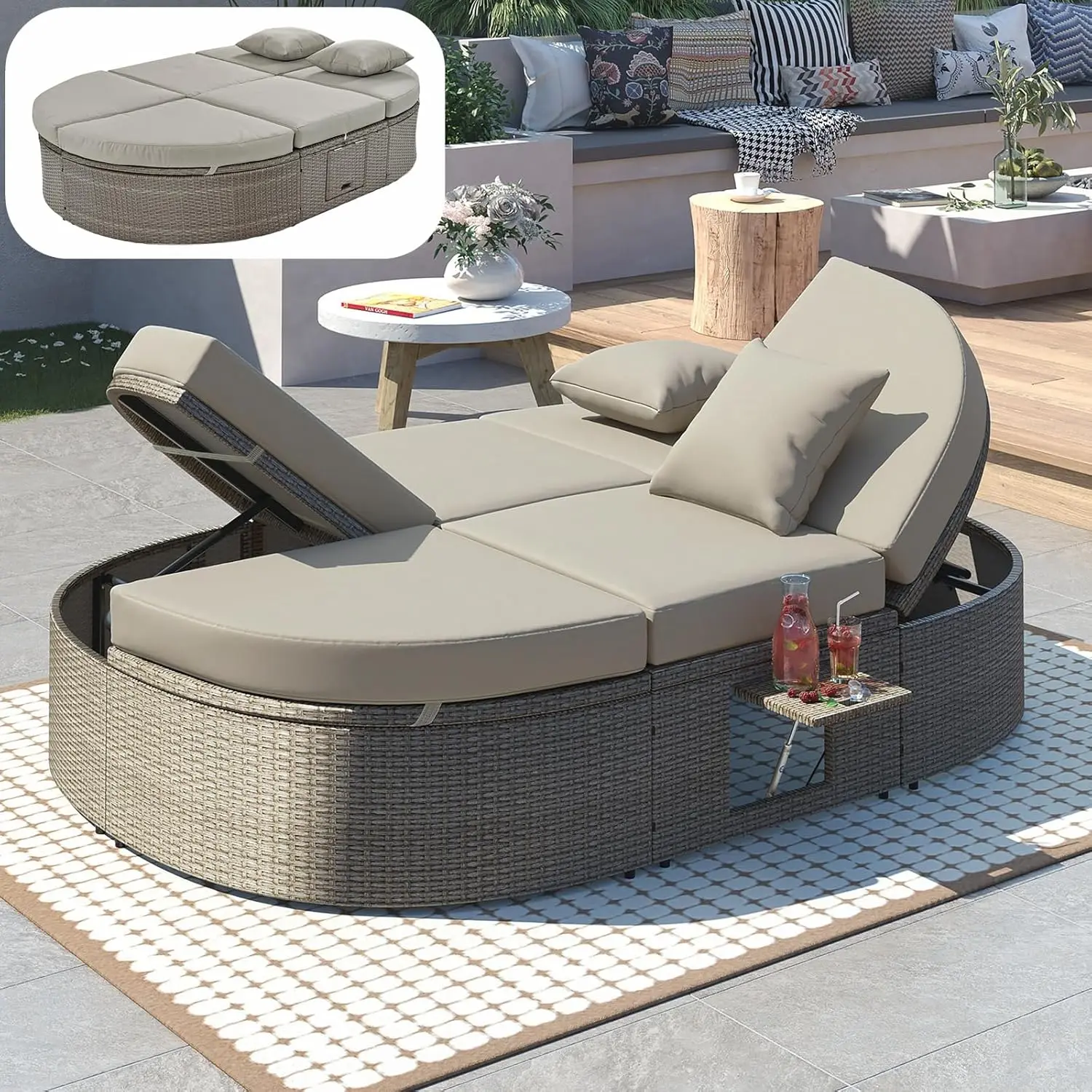 Outdoor Patio Bed, Outdoor Wicker Daybed with Adjustable Backrests at Both Ends, Rattan Reclining Chaise Lounge with, Custom
Outdoor Patio Bed, Outdoor Wicker Daybed with Adjustable Backrests at Both Ends, Rattan Reclining Chaise Lounge with, Custom