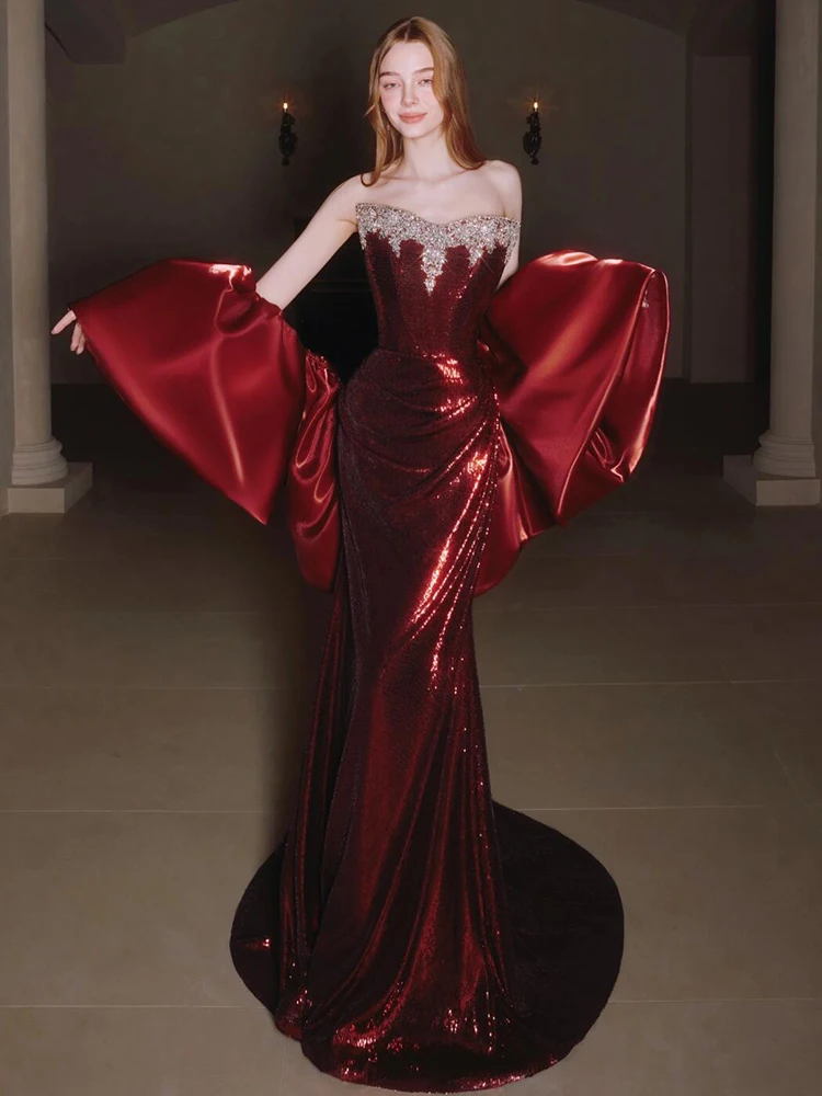 Red Bridal Gown Sparkling Sequin Evening Dr Wedding Reception Ceremony Fi Tail Long Evening Gown Ele Sle Zipper Ba
Red Bridal Gown Sparkling Sequin Evening Dr Wedding Reception Ceremony Fi Tail Long Evening Gown Ele Sle Zipper Ba