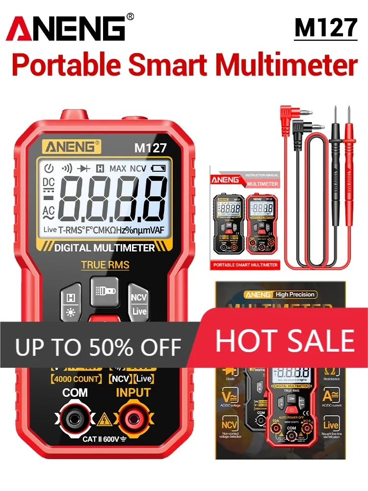 ANENG M127 Mini Digital Multimeter 4000 Counts AC/DC Voltage NCV Portable Ohm Buzzer Tester LCD Auto Identify Tool for DIY Home
ANENG M127 Mini Digital Multimeter 4000 Counts AC/DC Voltage NCV Portable Ohm Buzzer Tester LCD Auto Identify Tool for DIY Home
