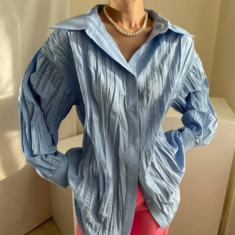 Summer New Chic Ladies New Korean Casual Pleated Thin One Size T-Shirts Blusas 2024 Spring Women Summer Long Sleeve Tshirt Tops
Summer New Chic Ladies New Korean Casual Pleated Thin One Size T-Shirts Blusas 2024 Spring Women Summer Long Sleeve Tshirt Tops