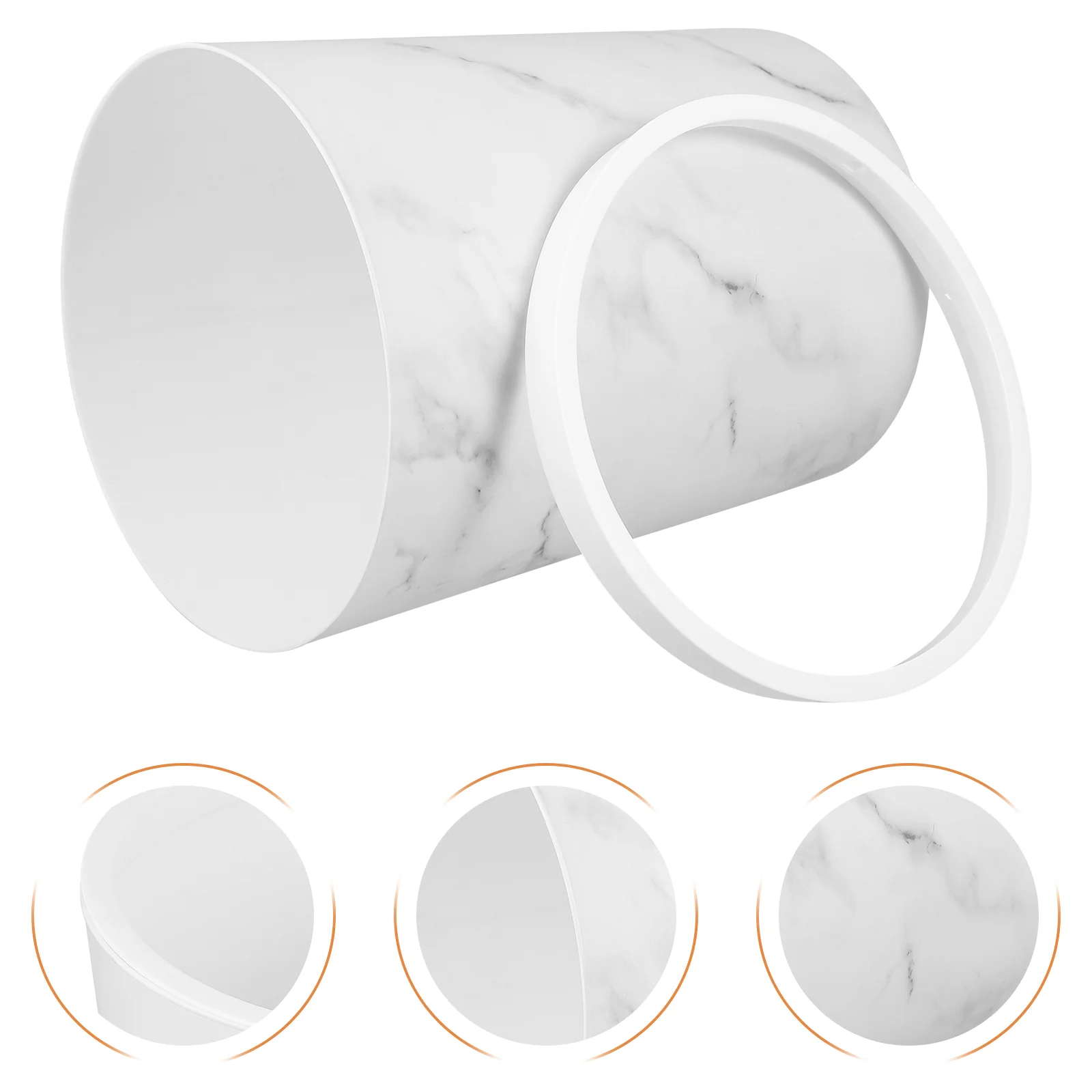 Plastic Trash Can with Press Ring Elegant White Marble Design Waste Bin Round Open Top Garbage Container for Home Office Bathroo
Plastic Trash Can with Press Ring Elegant White Marble Design Waste Bin Round Open Top Garbage Container for Home Office Bathroo