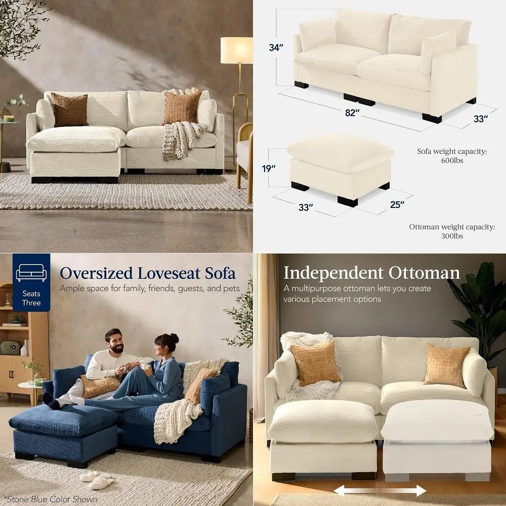 Modern Loveseat Sofa for Living Room, Corduroy Recliner, Removable Cover, Spring Cushions, Solid Wood Frame, Easy Assembly for
Modern Loveseat Sofa for Living Room, Corduroy Recliner, Removable Cover, Spring Cushions, Solid Wood Frame, Easy Assembly for