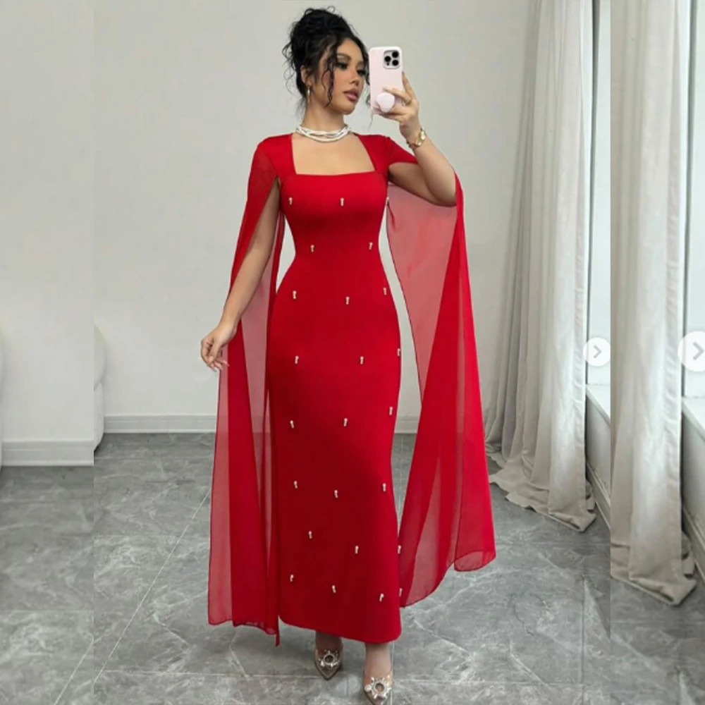 Luxury Evening Dresses Long Floating Sleeves Square Collar Beading Mermaid Party Prom Dresses Special Occasion Dress Customized
Luxury Evening Dresses Long Floating Sleeves Square Collar Beading Mermaid Party Prom Dresses Special Occasion Dress Customized