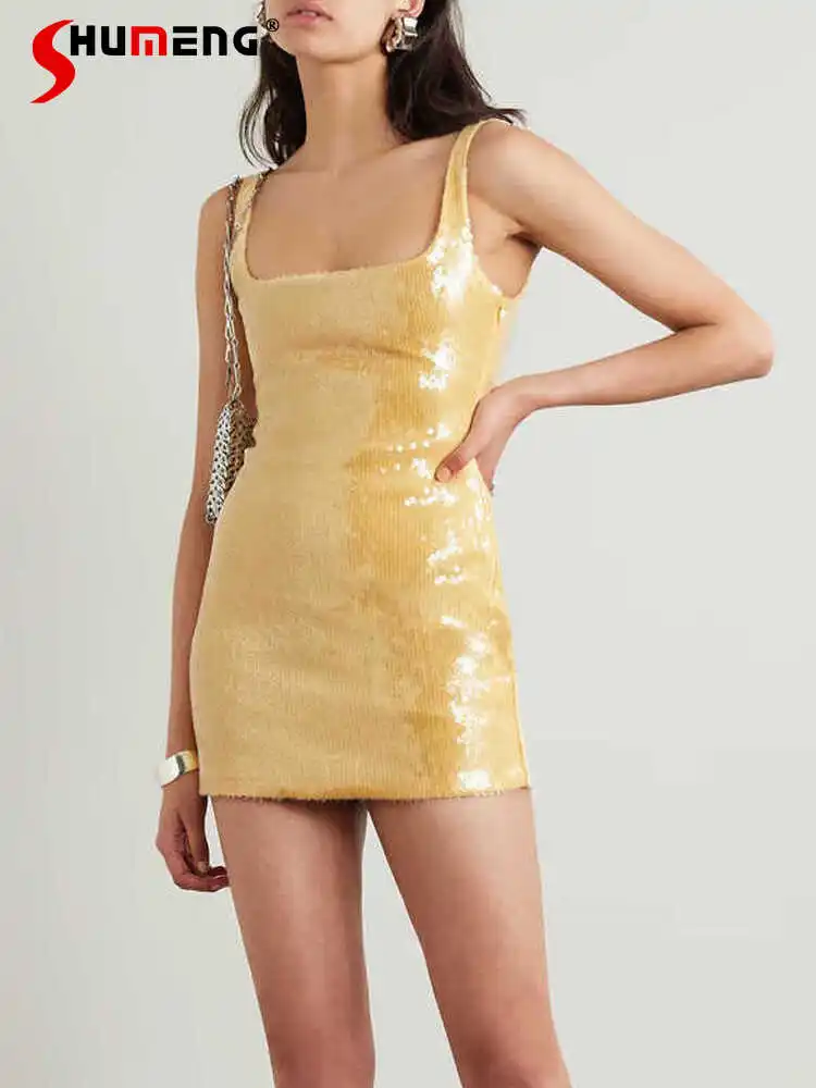 Fashion Sequin Dresses Feminine Trendy Off-the-shoulder Chic Yellow Dress Women's 2025 Spring Summer New Sleeveless Vest Dresses
Fashion Sequin Dresses Feminine Trendy Off-the-shoulder Chic Yellow Dress Women's 2025 Spring Summer New Sleeveless Vest Dresses