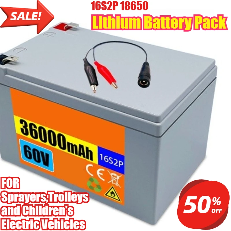 16S2P 18650 60V 36000mAh Lithium Battery Pack,for Sprayers,Trolleys and Children's Electric Vehicles
16S2P 18650 60V 36000mAh Lithium Battery Pack,for Sprayers,Trolleys and Children's Electric Vehicles