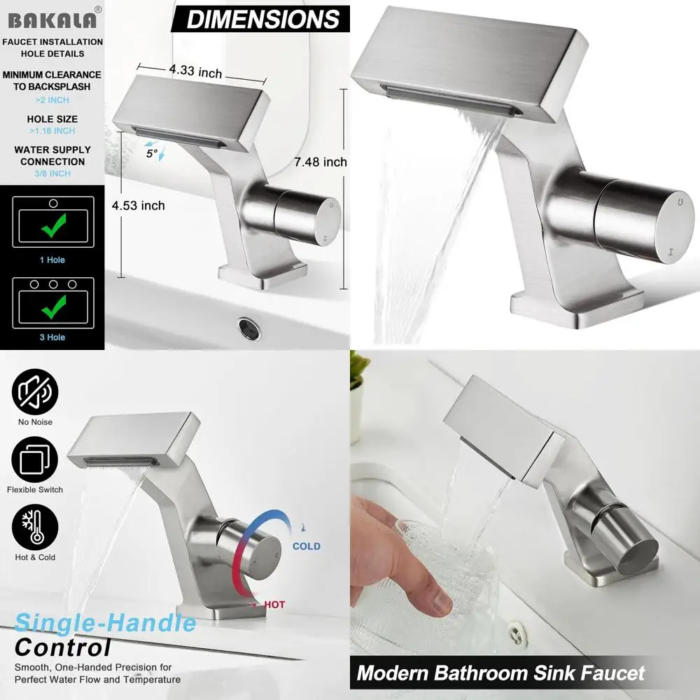 Single Handle Deck Mount Waterfall Faucet with 1 Hole and 2 Hoses for Brushed Nickel Bathroom Sink
Single Handle Deck Mount Waterfall Faucet with 1 Hole and 2 Hoses for Brushed Nickel Bathroom Sink