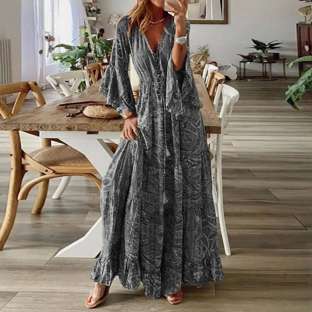 Women Bohemian Beach Maxi Dress Spring Summer Casual V-Neck Long Sleeve Dresses Female Vintage Floral Print Long Dress Vestidos
Women Bohemian Beach Maxi Dress Spring Summer Casual V-Neck Long Sleeve Dresses Female Vintage Floral Print Long Dress Vestidos