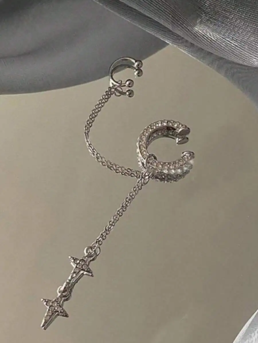 Shiny Rhodium Plated Crystal Star Tassel Non-Piercing Cuff Ear Clip For Women Music Festival Jewelry
Shiny Rhodium Plated Crystal Star Tassel Non-Piercing Cuff Ear Clip For Women Music Festival Jewelry