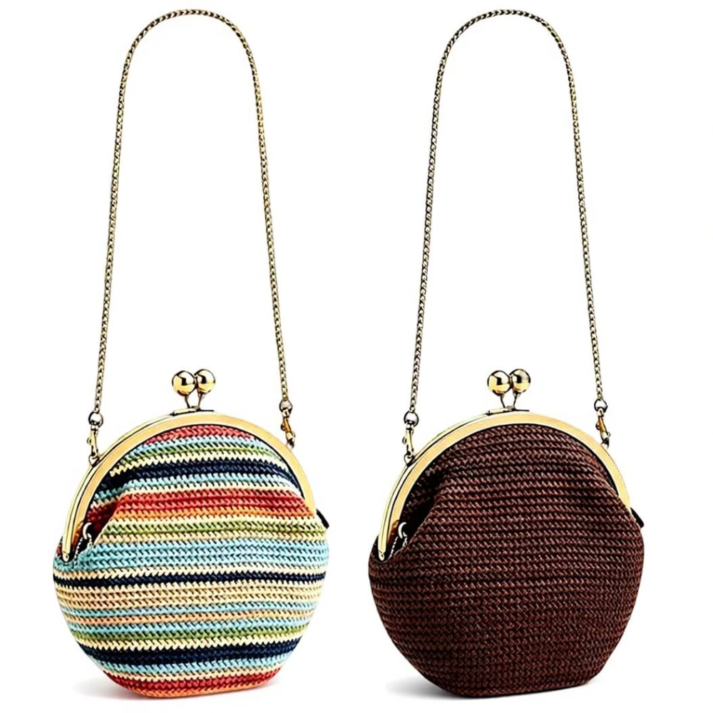 Straw Woven Lock Frame Chain Crossbody Shoulder Bag, Zipper Evening Bag Elegant Clutch Purse,Vintage Designer Women Sling Bag
Straw Woven Lock Frame Chain Crossbody Shoulder Bag, Zipper Evening Bag Elegant Clutch Purse,Vintage Designer Women Sling Bag