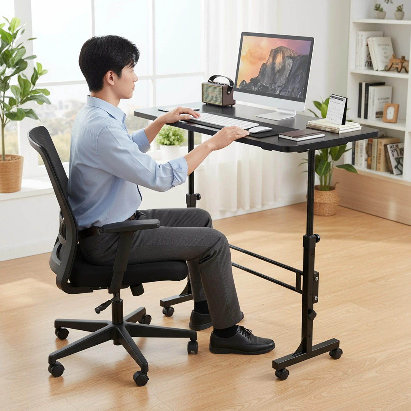 Мобильный регулируемый по высоте портативный стол для ноутбука на колесиках для домашнего офиса
Мобильный регулируемый по высоте портативный стол для ноутбука на колесиках для домашнего офиса