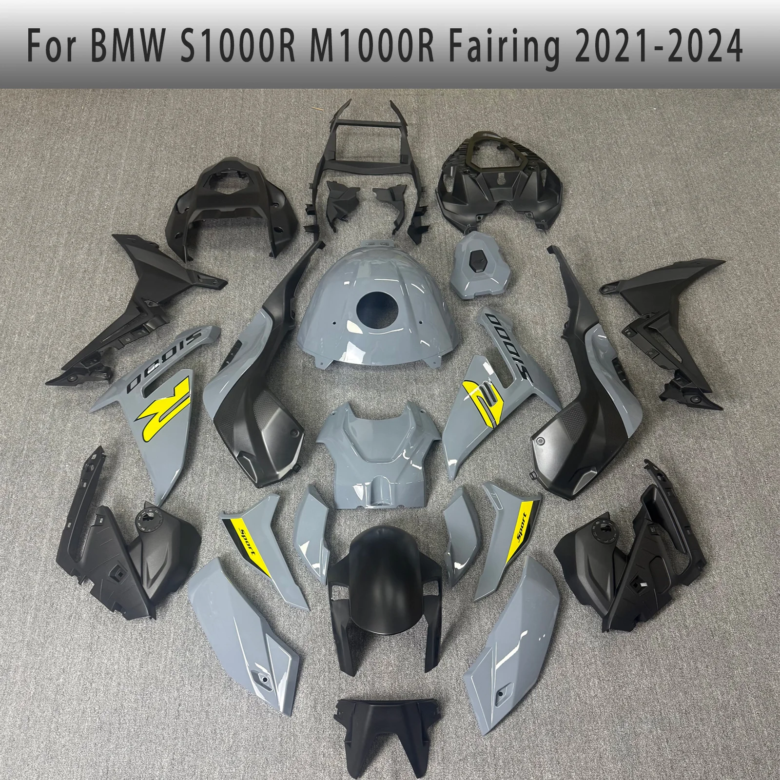 For BMW S1000R (2021, 2022, 2023, 2024 models), Injection-molded ABS fairing kit body fairing set, spray-painted gray
For BMW S1000R (2021, 2022, 2023, 2024 models), Injection-molded ABS fairing kit body fairing set, spray-painted gray