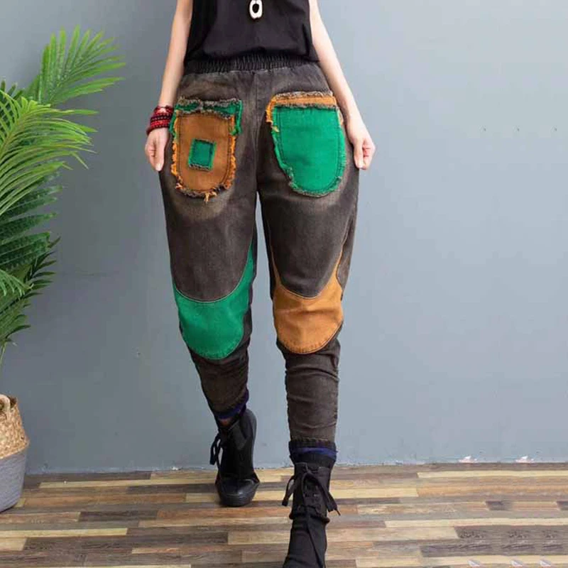Punk Dark Goth Patchwork Denim Trouser Y2K Slim High Waisted Aesthetic Jeans Women's Vintage Elastic Waist Sheath Pants
Punk Dark Goth Patchwork Denim Trouser Y2K Slim High Waisted Aesthetic Jeans Women's Vintage Elastic Waist Sheath Pants