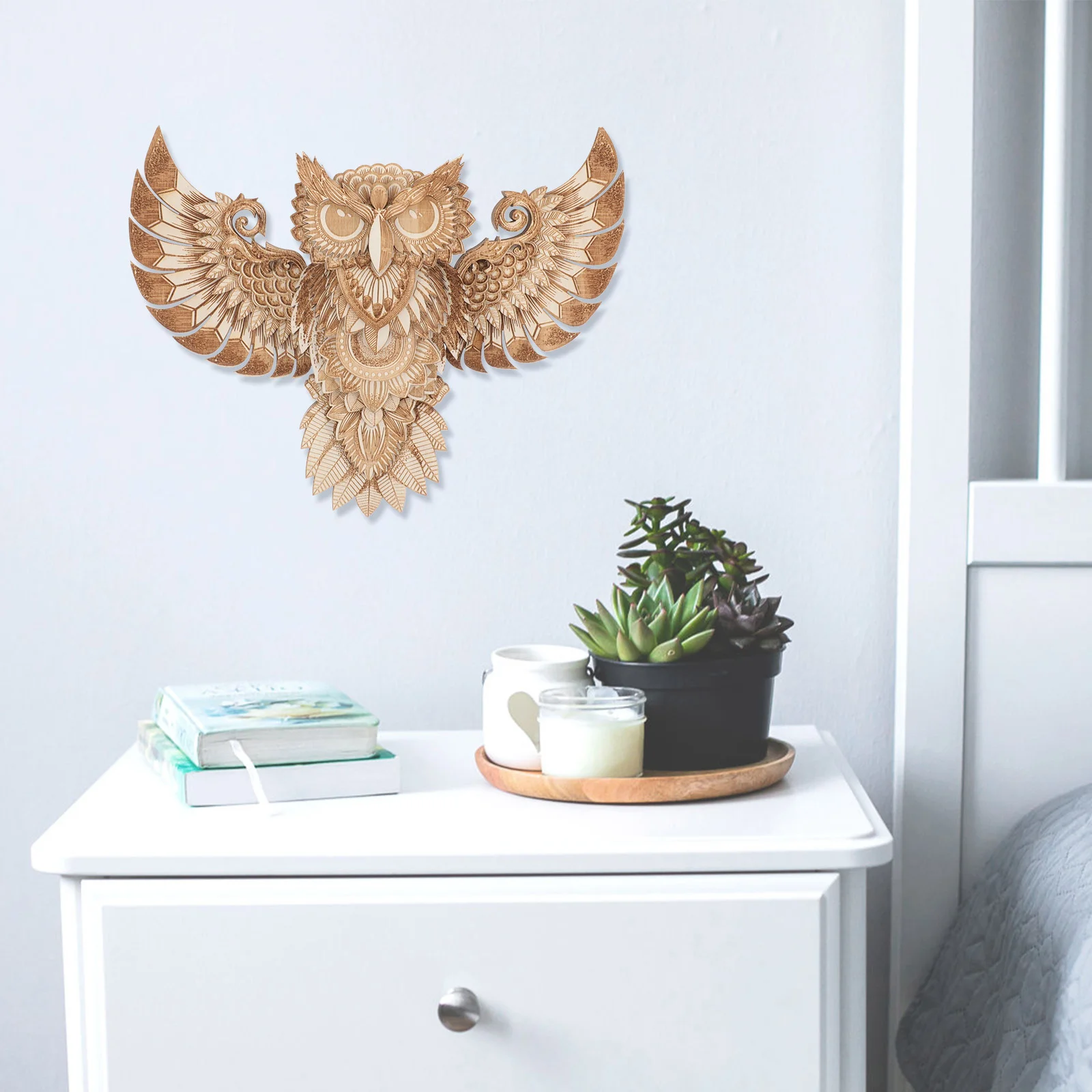 3D Handcrafted Wall Decor Wooden Owl Wall Hanging nament Cat Owl Hanging nament for Home Party Festival Office
3D Handcrafted Wall Decor Wooden Owl Wall Hanging nament Cat Owl Hanging nament for Home Party Festival Office