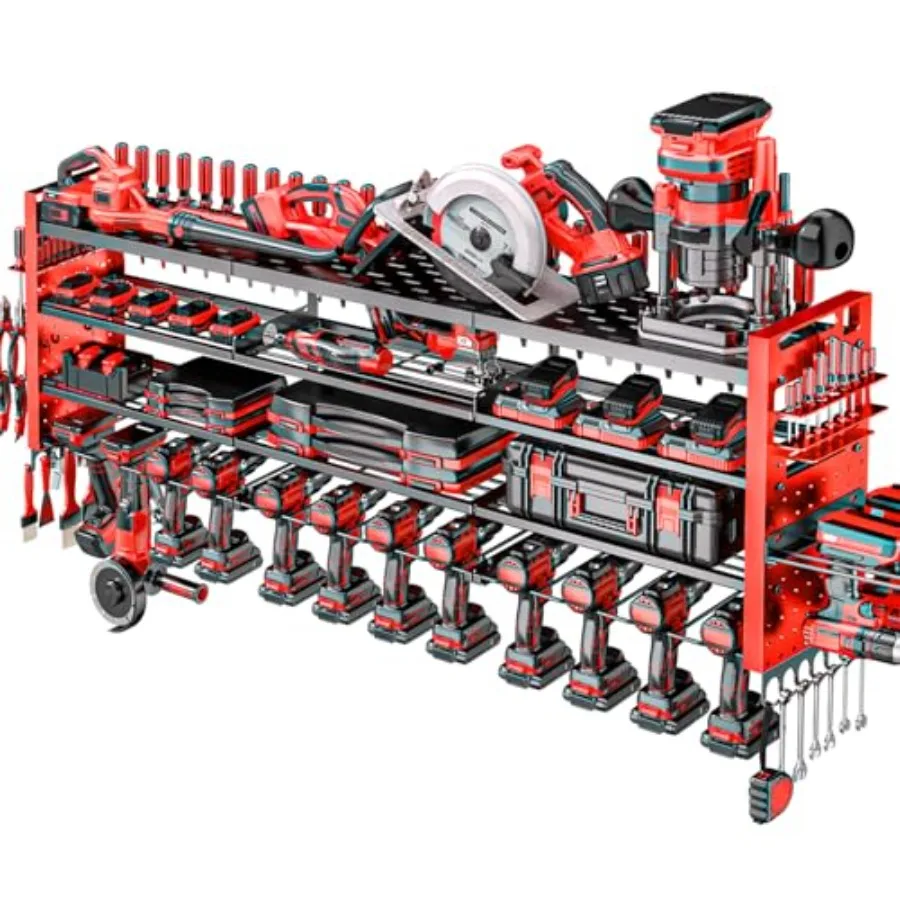 49.8" W Large Power Tool Organizer Wall Mount, Heavy Duty Tool Organizer with 14 cordless Drill Holder, 4 Layers Garage Organiz
49.8" W Large Power Tool Organizer Wall Mount, Heavy Duty Tool Organizer with 14 cordless Drill Holder, 4 Layers Garage Organiz